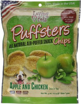 Loving Pets Puffsters Apple and Chicken Chips for Dogs, 4 oz