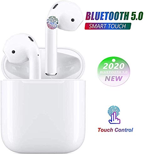 Wireless Earbuds, Bluetooth 5.0 in Ear Wireless Earphones, Case Built-in Mic TWS Stereo Headphones Noise Canceling Headphones with Charging Compatible for All Bluetooth Devices - white