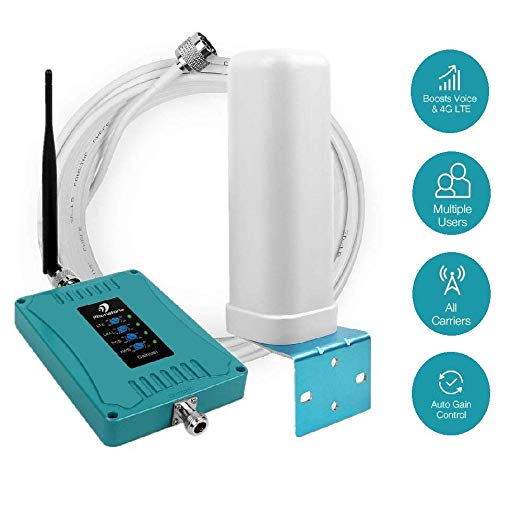 5-Band Cell Phone Signal Booster for Home and Office - Boost Voice, 3G and 4G LTE Data for All Carriers - 700/850/1700/1900MHz Cellular Repeater Kit with Omni-Directional Antennas