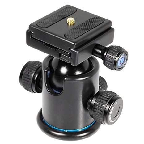 Deyard D101 Pro All Metal Camera Tripod Ball-Head with Quick Release Plate for Canon 5D Series - Black