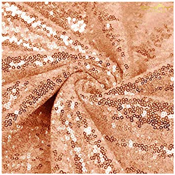 Sequin Fabric 30FT 10 Yards Baby Shower Decorations in Rose Gold Sparkly Fabric for Sewing ~0818S