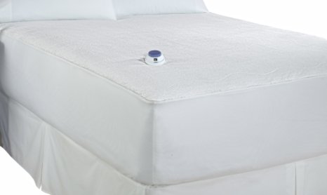 Soft Heat Micro-Plush Top Low-Voltage Electric Heated King Mattress Pad, White