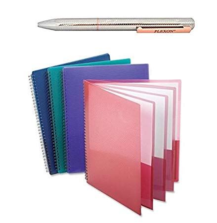 Esselte Oxford Poly 8-Pocket Folder - Letter Size - 9.1 x 10.6 x 0.4 (Colors may Vary)(3-PACK) [Folder   Pen Bundle]