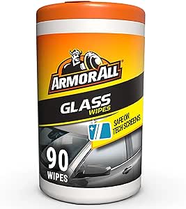 Armor All Car Glass Wipes, Auto Glass Cleaner for Film and Grime, 90 Count