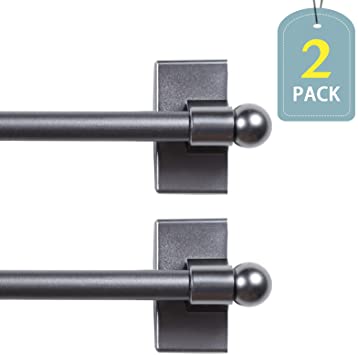 Easy Installation Adjustable Appliance Petite Ball Magnetic Rods Perfect for Narrow Spaces, 9 to 16 Inch, 1/2 Inch Diameter, Pewter Finish, 2 Packs