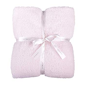 NTBAY Throw Blanket Fluffy Flannel Super Soft Warm, 51"x 67", Pink