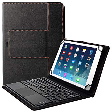 Eoso TouchPad Keyboard case for 9", 10",10.1",10.5" Tablets,2-in-1 Bluetooth Wireless Keyboard with Touchpad & Leather Folio Cover(Black)
