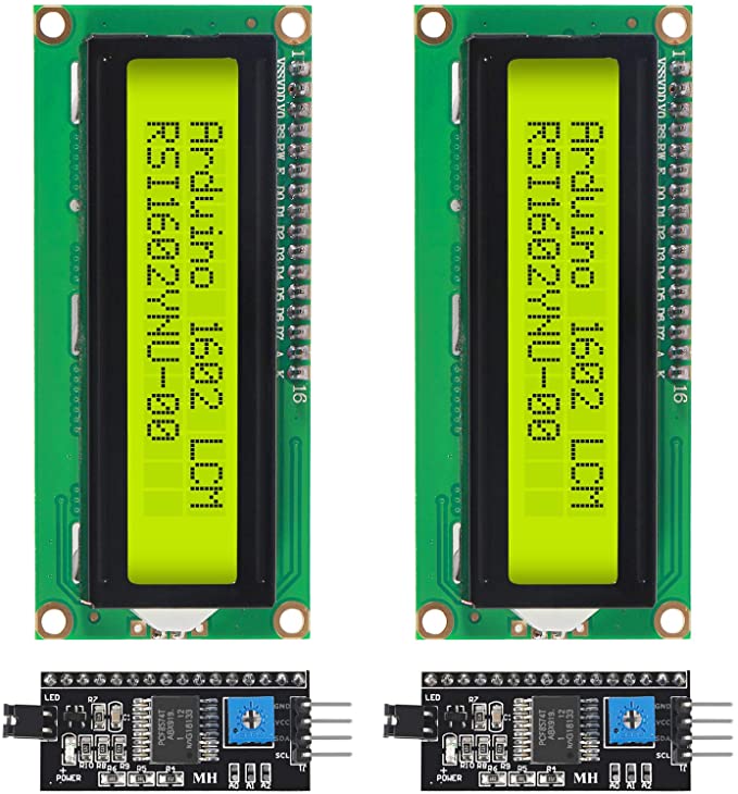 DORHEA 2PCS 1602 16x2 LCD Module Shield Yellow-Green Backlight with IIC I2C Driver Serial Interface and LCD Module Display Compatible with Ardui-no UNO R3 MEGA2560