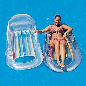 Happy Hot Tubs 61'' Inflatable Luxury Fashion Lounger Seat Swimming Pool Beach Cup Holder Lilo - Single
