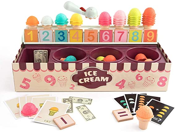 TOP BRIGHT Ice Cream Learning Toy for 2 Year Old, Montessori Pretend Play Math Toys for Toddlers,Stacking Game for Age 3-6 Year Olds Kids