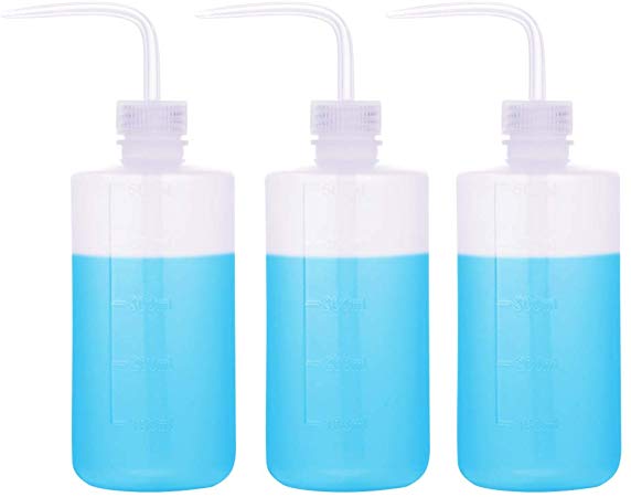 CVNDKN 3pcs 500ml Plastic Safety lab Wash Bottle,Squeeze Bottle with Scale Labels (16 oz/3 Bottle).