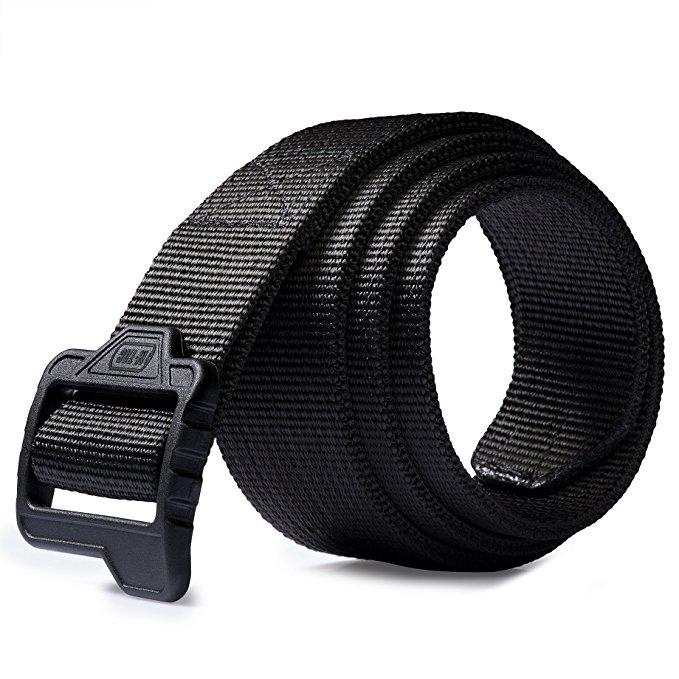 Tactical Belt Double Duty Thick Military Police Men's Nylon Black Plastic Buckle