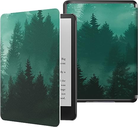 MoKo Case for 6.8" Kindle Paperwhite (11th Generation-2021) and Kindle Paperwhite Signature Edition, Light Shell Cover with Auto Wake/Sleep for Kindle Paperwhite 2021 E-Reader, Green Forest