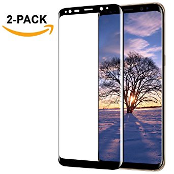 Galaxy S8 Plus Screen Protector, ALCLAP [2-PACK] S8  Tempered Glass Full Coverage Film 3D Curved HD Clear Shield Anti-Bubble Screen Protector Lifetime Replacement for Samsung Galaxy S8 Plus - Black