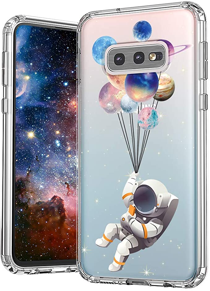 MOSNOVO Galaxy S10e Case, Astronaut Planet Pattern Clear Design Printed Transparent Plastic Back Hard Case with TPU Bumper Protective Case Cover for Samsung Galaxy S10e