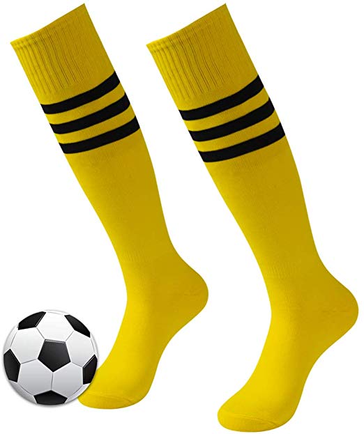 3street Unisex Knee High Triple Stripe Athletic Soccer Tube Sock 2/6/10 Pairs