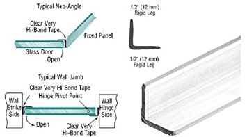 CRL Multi-Purpose Polycarbonate Angle Jamb for 1/4" to 1/2" Glass - 98 in long