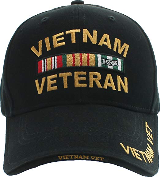 Black Vietnam Veteran Adjustable Low Profile Army Vet Military Baseball Hat Cap