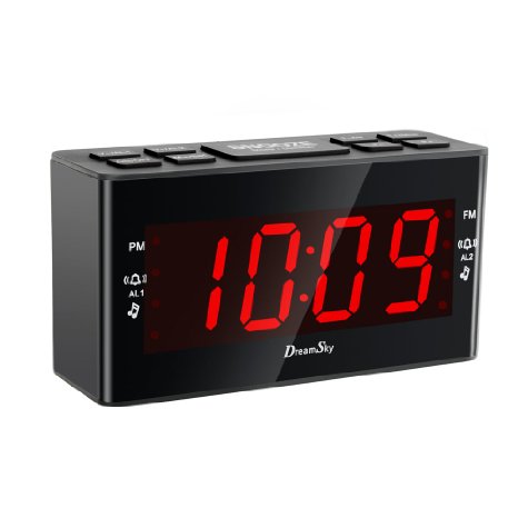 [Update Version ]DreamSky AM/FM Clock Radio With Dual Alarms And SLeep Timer ,Large Number Display,Battery Backup