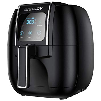 ENKLOV Air Fryer 5.5QT XL (Recipe Guide Included) ENKLOV 12 in 1 Digital Display Control, Oil Less Hot Airfryer Oven, Fast 1350W Electric Power Air Cooker,Easy Clean (Renewed)