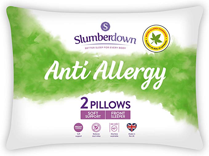 Slumberdown Anti Allergy Pillows, White, Pack of 2