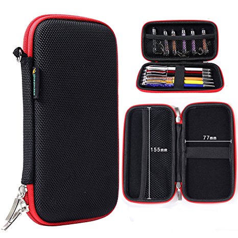 iDream365(TM) Hard Protective EVA Carrying Case/Bag/Pouch/Holder for Executive Fountain Pen,Ballpoint Pen,Stylus Touch Pen-Black/Red
