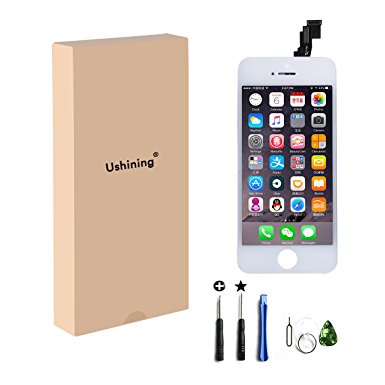 USHINING LCD Display Touch Screen Digitizer Complete Assembly Replacement for iPhone 5C White, Free Repair Tools