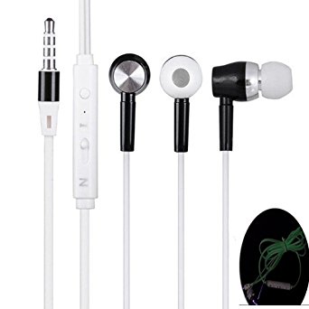 Pashion Fluorescent 3.5mm Glow-in-the-Dark Headphone Headset Earphone Earbuds for iPhone, Samsung, Android and any Other 3.5mm Audio Jack Device(Black)