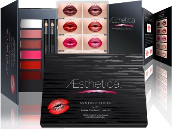 Aesthetica Matte Lip Contour Kit - Contouring and Highlighting Matte Lipstick Palette Set - Includes Six Lip Crèmes, Four Lip Liners, Lip Brush and Step-by-Step Instructions - Vegan & Cruelty Free