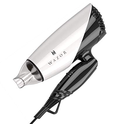 Wazor Pro Professional 1875W Tourmaline Ceramic Hair Dryer with Folding Handle,DC Motor,Dual Voltage,1 Concentrator,White