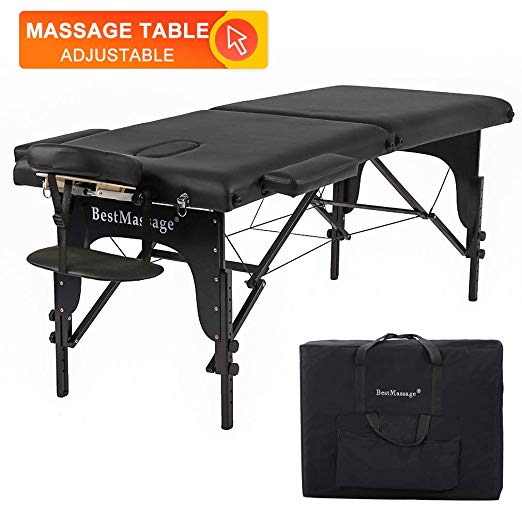 BestMassage 73" PU Portable 2" Padding Folding Massage Table w/Free Carry Case Bed Spa Facial