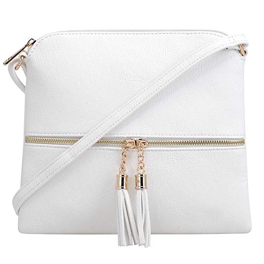 SG SUGU Lightweight Medium Crossbody Bag with Tassel and Zipper Pocket