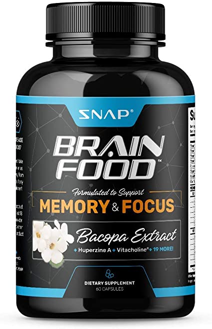 Nootropics Brain Booster Supplement with Bacopa Extract - Improve Memory & Focus, Boost Concentration, Clarity, Mind Enhancement, Increase Mental Speed DMAE, Ginkgo Biloba - 60 Pills