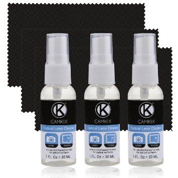 Camkix Lens and Screen Cleaning Kit - 2x cleaning spray 2x microfiber cloth - Perfect to clean the lens of your DSLR or GoPro camera - Also great for your smartphone tablet notebook etc