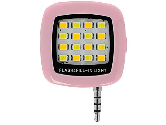 Efanr Portable Mini 16 LED Dimmable Light Cellphone Camera Flash Fill-in Light Pocket Spotlight Photo Video Light Lamp Speedlite For Android Smartphone and Tablets Camera (Pink)