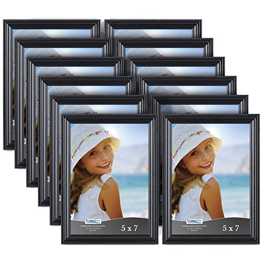 Icona Bay 5x7 Picture Frames (5 by 7, 12 Pack), Black Picture Frame, Wall Mount or Table Top, Display Horizontally or Vertically, Inspirations Collection