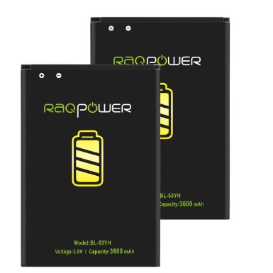 2 pcs RAQPOWER BL-53YH Battery 3600 mAh for LG G3,AT&T G3 D850,T-Mobile G3 D851,Verizon G3 VS985,Sprint G3 LS990 High Capacity