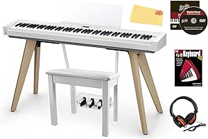 Casio Privia PX-S7000 Digital Piano Bundle with Furniture Bench, Stand, Triple Pedal, Headphone, Instructional Book, Online Lessons, Austin Bazaar Instructional DVD, and Polishing Cloth - White