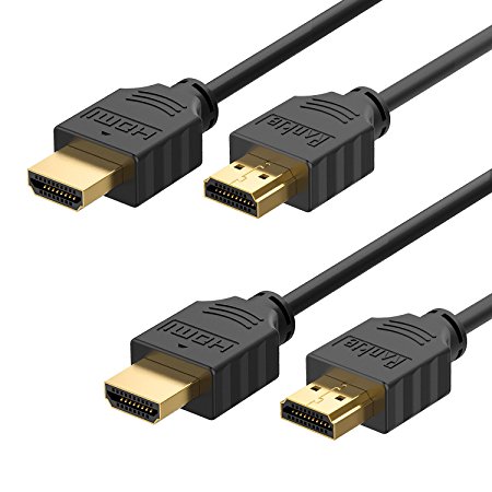 HDMI Cable, Rankie 2-Pack 6 Feet High-Speed HDMI HDTV Cable - Supports Ethernet, 3D, 4K and Audio Return - R-1108