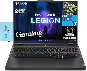 Lenovo Legion Pro 5i Gen 8 Gaming Laptop 16.0" 165 Hz IPS WQXGA (Intel i7-13700HX 16-Core, GeForce RTX 4060 8GB, 16GB DDR5, 1TB PCIe SSD, 4-Zone RGB KYB, Win11P) w/DKZ Hub