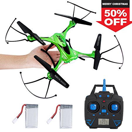 SGILE 2.4 GHZ 6-AXIS RC Gyro Drone Toy with Sunglass/360 Rotating/ Headless/Altitude Hold Mode, Perfect Gift for Teens Adults (2 Batteries Included)