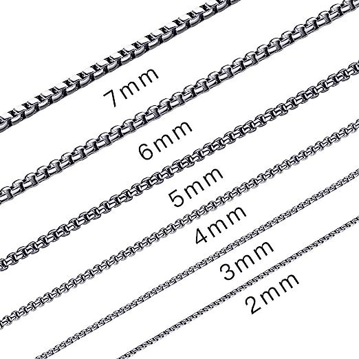 SANNYRA Stainless Steel Rolo Chain Necklace Square Rolo Chains for Men Women