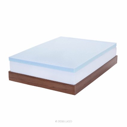 LUCID 3-inch Gel Memory Foam Mattress Topper - Full XL