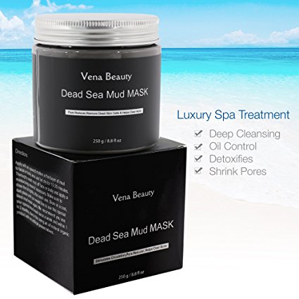 Dead Sea Mud Mask for Facial Treatment - Best Skin Cleanser, Pore Reducer and Minimizer by Vena Beauty 8.8 fl oz