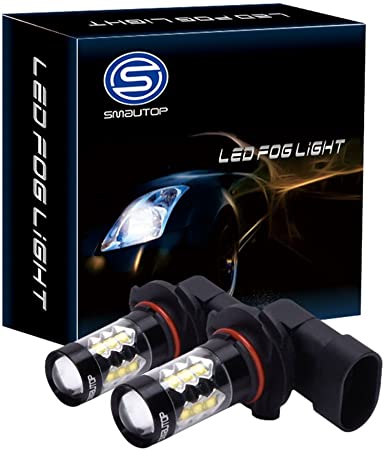 Smautop 9005 HB3 LED Fog Lights Bulb Extremely bright 80W New Virsion 6000K White Replacement DRL Extremely Brighter Pack of 2