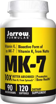 Jarrow Formulas MK7  Promotes Bone Health 90 mcg 120 Softgels