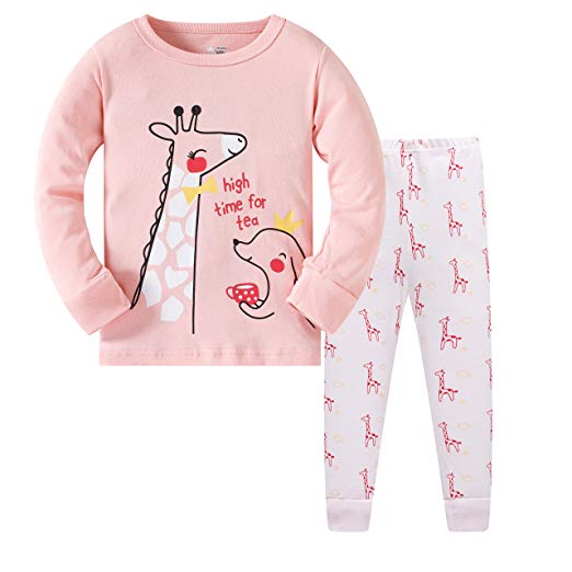 AmberEft Pajamas for Girls Kids Clothes Toddler PJs 100% Cotton Pyjama Sleepwear 2-8 Years