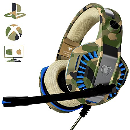 Gaming Headset for Xbox PS4, Beexcellent Noise Cancelling Stereo Deep Bass 3.5 mm Professional Game Over-Ear Headphones with Mic Volume Control for PC Game Consoles Tablet Mac Smartphone (Yellow)