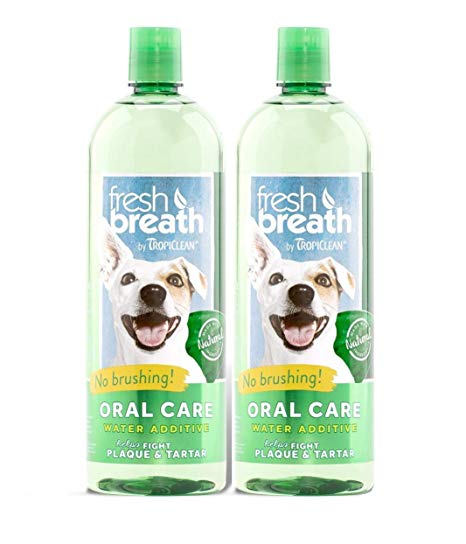 TropiClean Fresh Breath Plaque Remover Pet Water Additive 33.8oz - Packaging May Vary