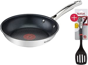 Tefal G48502 Induktion Pfanne 20cm   Tefal Pfannenwender, Edelstahl Pfannen mit Titanium Force Antihaftversiegelung, Genietete Cool Touch Edelstahlgriffe, Induktionsherd geeignet, Antihaft Bratpfanne